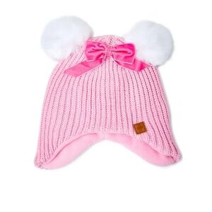 Pink Swiss Tech Toddler’s Cable Knit Peruvian Pom Pom Hat!